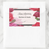 の結婚記念日のバラストライプ、名前をカスタムする 長方形シール (バッグ)