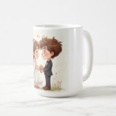 の結婚記念日のマグ コーヒーマグカップ (正面右)