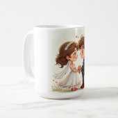 の結婚記念日のマグ コーヒーマグカップ (正面左)