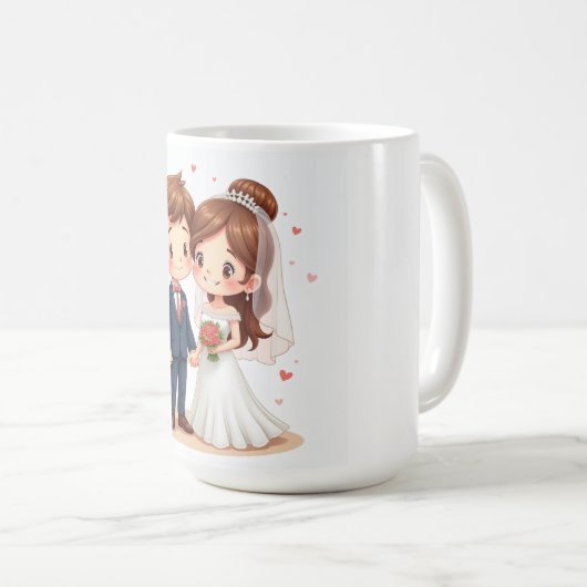 の結婚記念日のマグ コーヒーマグカップ (正面右)