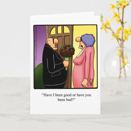 の結婚記念日のユーモアあいさつカード カード (黄色い花)