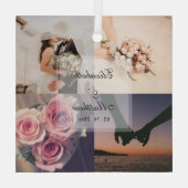 の結婚記念日の新郎新婦フォトコラージュ ガラスオーナメント (裏面)