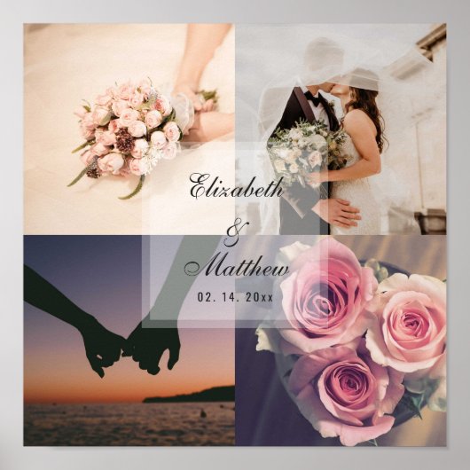の結婚記念日の新郎新婦フォトコラージュ ポスター (正面)