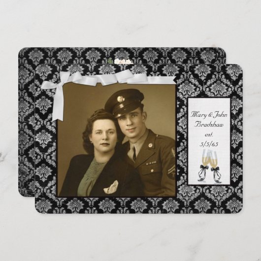 の結婚記念日の更新の誓い 招待状 (正面/裏面)