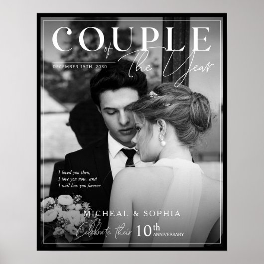 の結婚記念日の贈り物の黒い縁ど写真カバー ポスター (正面)