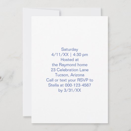 の結婚記念日カスタム番号と写真 招待状 (裏面)