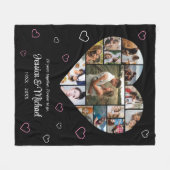 の結婚記念日カップルハート写真コラージュ フリースブランケット (正面(横))