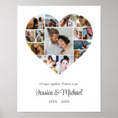 の結婚記念日カップルハート写真コラージュ ポスター (正面)