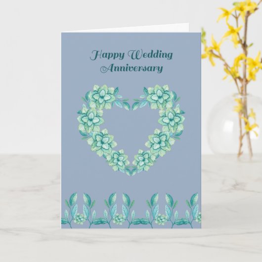 の結婚記念日カード中青(リース付) カード (黄色い花)