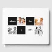 の結婚記念日グリッド写真コラージブラック ゲストブック (正面)