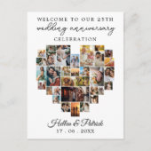 の結婚記念日ハート写真コラージュモダン ポストカード (正面)