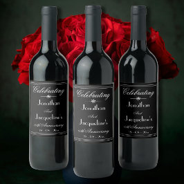 の結婚記念日パーティースクリプエレガントト黒 ワインラベル