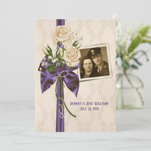 の結婚記念日パーティー写真フレーム 招待状 (スタンド正面)