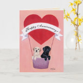 の結婚記念日ラブラドール カード (黄色い花)