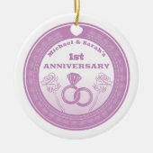 の結婚記念日レースの外観は年を変える セラミックオーナメント (正面)