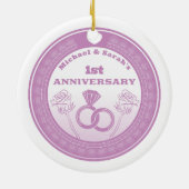 の結婚記念日レースの外観は年を変える セラミックオーナメント (裏面)