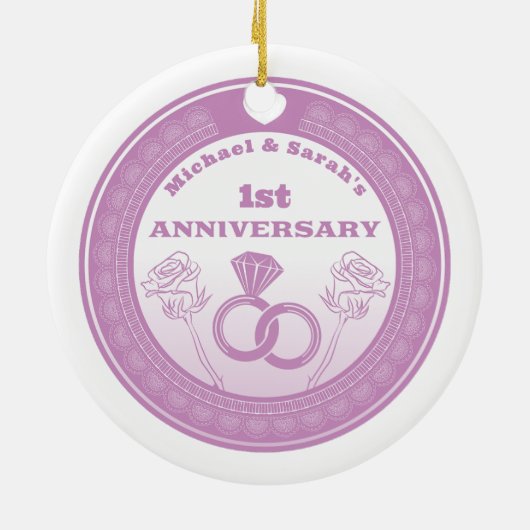 の結婚記念日レースの外観は年を変える セラミックオーナメント (裏面)