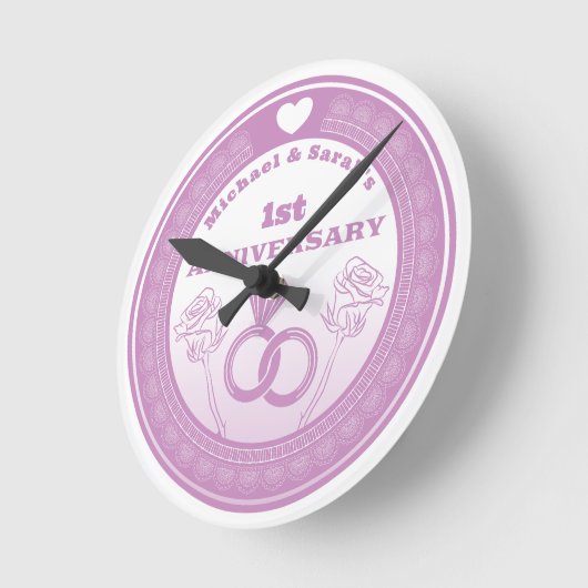 の結婚記念日レースの外観は年を変える ラウンド壁時計 (傾斜)