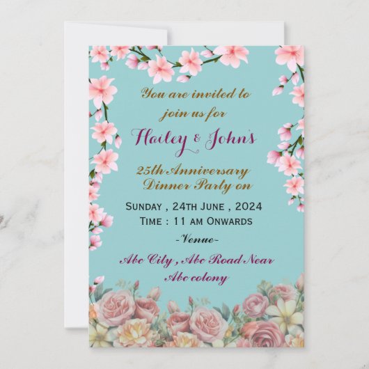 の結婚記念日招待状 招待状 (正面)