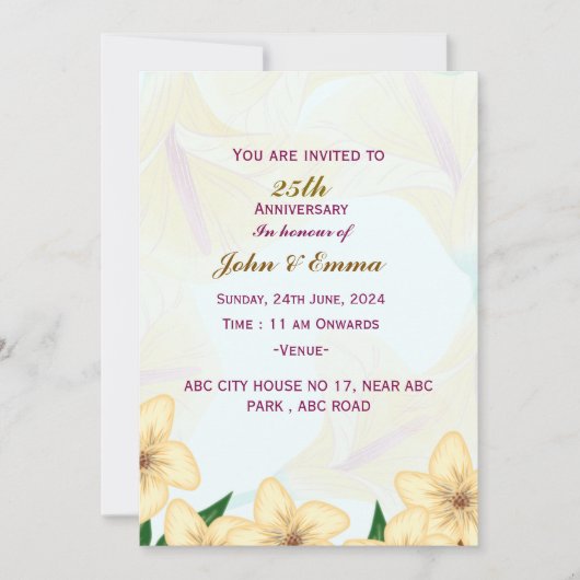 の結婚記念日招待状 招待状 (正面)