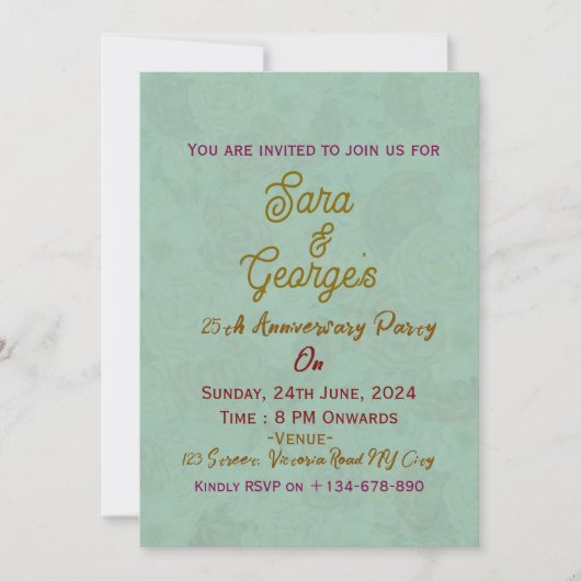 の結婚記念日招待状 招待状 (正面)