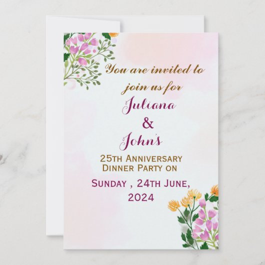 の結婚記念日招待状 招待状 (正面)