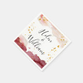 の結婚記念日金ゴールドとブルゴーニュ スタンダードカクテルナプキン (角)