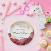 の結婚記念日金ゴールドとブルゴーニュ ペーパープレート (パーティー)