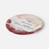 の結婚記念日金ゴールドとブルゴーニュ ペーパープレート (アングル)