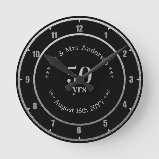 の結婚記念日/退職カスタム記念 ラウンド壁時計 (正面)