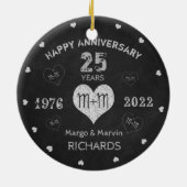 の結婚記念素朴ヴィンテージ セラミックオーナメント (裏面)