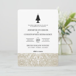 の結婚詳細とQRコード付きケーキ 招待状