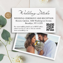 の結婚詳細とrsvp qrコード写真モダン エンクロージャーカード