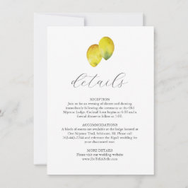 の結婚詳細エンクロージャカード水カラーレモン 招待状