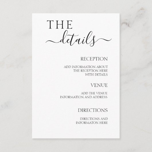 の結婚詳細エンクローミニマルクシンプル エンクロージャーカード (正面)