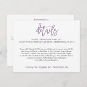 の結婚詳細カード |ブラシのラベンダー エンクロージャーカード (正面/裏面)