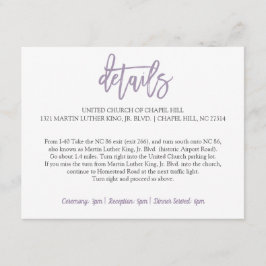 の結婚詳細カード |ブラシのラベンダー エンクロージャーカード