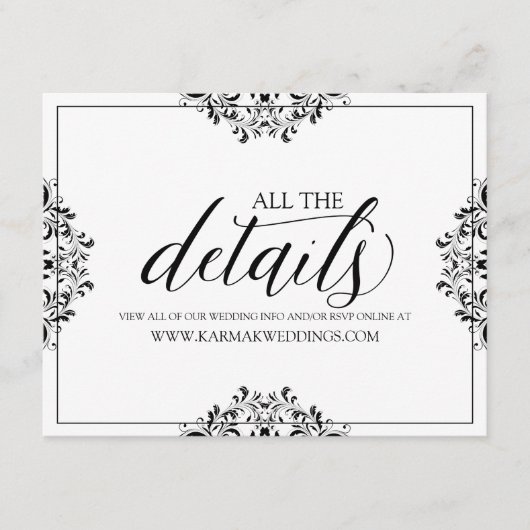 の結婚詳細カード/情報カード | ナディネ（黒） エンクロージャーカード (正面)