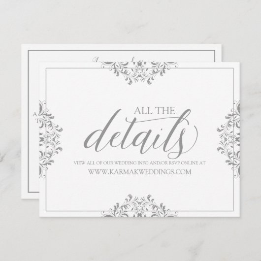 の結婚詳細カード/情報カード |ナディーン（グレー） エンクロージャーカード (正面/裏面)