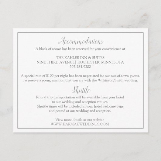 の結婚詳細カード/情報カード |ナディーン(グレー) エンクロージャーカード (裏面)