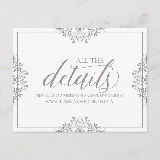 の結婚詳細カード/情報カード |ナディーン（グレー） エンクロージャーカード (正面)
