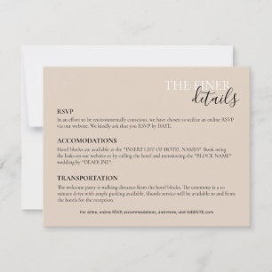 の結婚詳細カード RSVP,ホテル,交通 ノートカード
