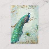 の結婚詳細クジャクの羽が小エレガントさい 名刺 (裏面)