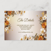 の結婚詳細ゴールデンオレンジホワイトフラワーエレガント エンクロージャーカード (正面)