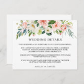 の結婚詳細ピンクフローラ挿入カード ポストカード (正面/裏面)