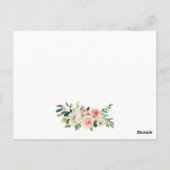 の結婚詳細ピンクフローラ挿入カード ポストカード (裏面)