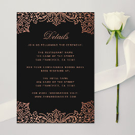 の結婚詳細ブラックピンクエレガントヴィンテージアンティーク エンクロージャーカード