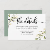 の結婚詳細ホワイトクリームフローラRSVPカード 出欠カード (正面/裏面)