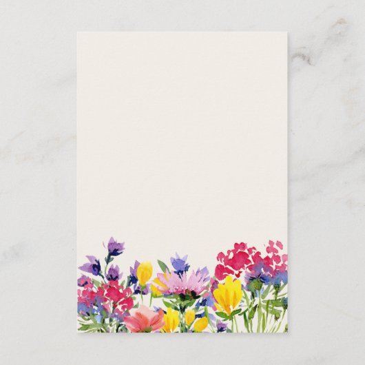 の結婚詳細ボホウォーター色ワイルドフラワーフローラ エンクロージャーカード (裏面)