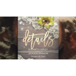 の結婚詳細レースサンフラワーウッド&ストリングライト 招待状